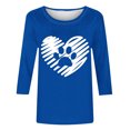 thumbnail image 4 of Tops de Cuello Redondo para las Mujeres Moda Impresa 3/4 Mangas Blusa Casual Top, Estante de Imitación, 4 of 5