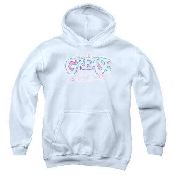 Grease Grease Is The Word Youth Pullover Hoodie Sweatshirt White