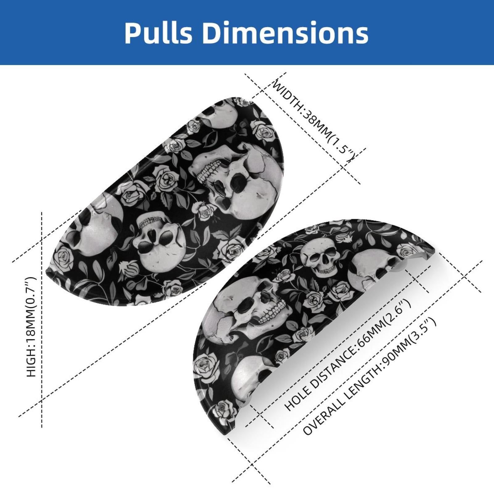 PhooArto 6 Pcs Cup Drawer Pulls, Skull Rose Pattern Shell Shape Handles Cabinet Knobs for Dresser Cupboard Closet Wardrobe with Screws