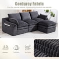 thumbnail image 4 of CARZZI 103" Cloud Modular Sectional Couches for Living Room, Modern L Shaped Boneless Sofa Couch with Ottoman & 2 Lumbar Pillows, Comfy Corduroy Deep Seat 3 Seater Sofa (Gray) | No Assembly Needed, 4 of 7