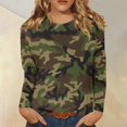 thumbnail image 2 of GIPQJK Women Camouflage Print Shirt 2024 Fall Graphic Long Sleeve Tops Scoop Neck Leisure Comfy T-Shirts,Light Brown 3XL, 2 of 5