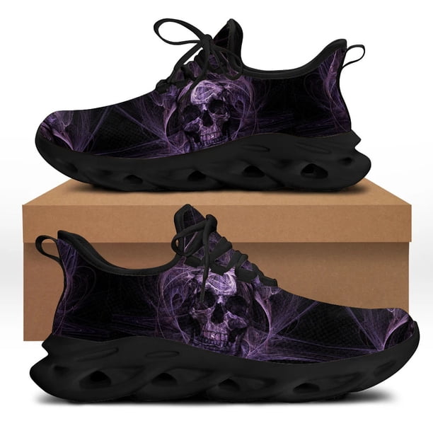 Zapatos planos de primavera para hombre, diseño de calavera punk, zapatillas informales para hombre, calzado con cordones para caminar de verano para niños