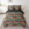thumbnail image 2 of Homewish Vintage Abstract Ombre Bedding Comforter Set 7-Piece, Red Blue Stripes King Bedding Sets, Teens Kids Adult Men Women Reversible Bed Sheets, Super Cozy Room Decor, 2 of 7