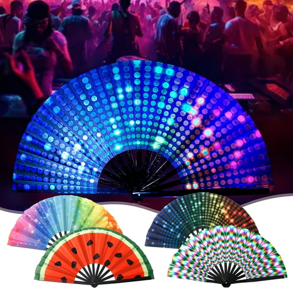 Boots on the Ground Fan,Large Foldable Rave Fan,Large Holographic Folding Hand Fan,Clap Fans for Line Dancing,Craft Holding Laser Colors Hand Fan for Party,Dance Enthusiasts Gift