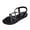 Black, variant on Women's Rhinestone Cross Strappy Flat Sandals Metallic Leather Open Toe Ankle Strap Sandals Rose Gold