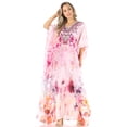 thumbnail image 5 of Sakkas Anahi Flowy Design V Neck Long Caftan Dress / Cover Up With Rhinestone - FPI206-Pink - One Size, 5 of 5