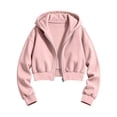 thumbnail image 5 of newwalpole Hoodies for Teen Girls Zip up Long Sleeve Cropped Hooded Kids Sweatshirts | cute preppy youth trendy fashion back to school(Pink,13-14 Years), 5 of 6