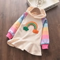 thumbnail image 2 of Coerni Toddler Baby Girl Rainbow Knitted Hoodie Sweatshirt Dress Long Sleeve Ruffle Casual Dress Fashion Spring Fall Clothes, 2 of 8