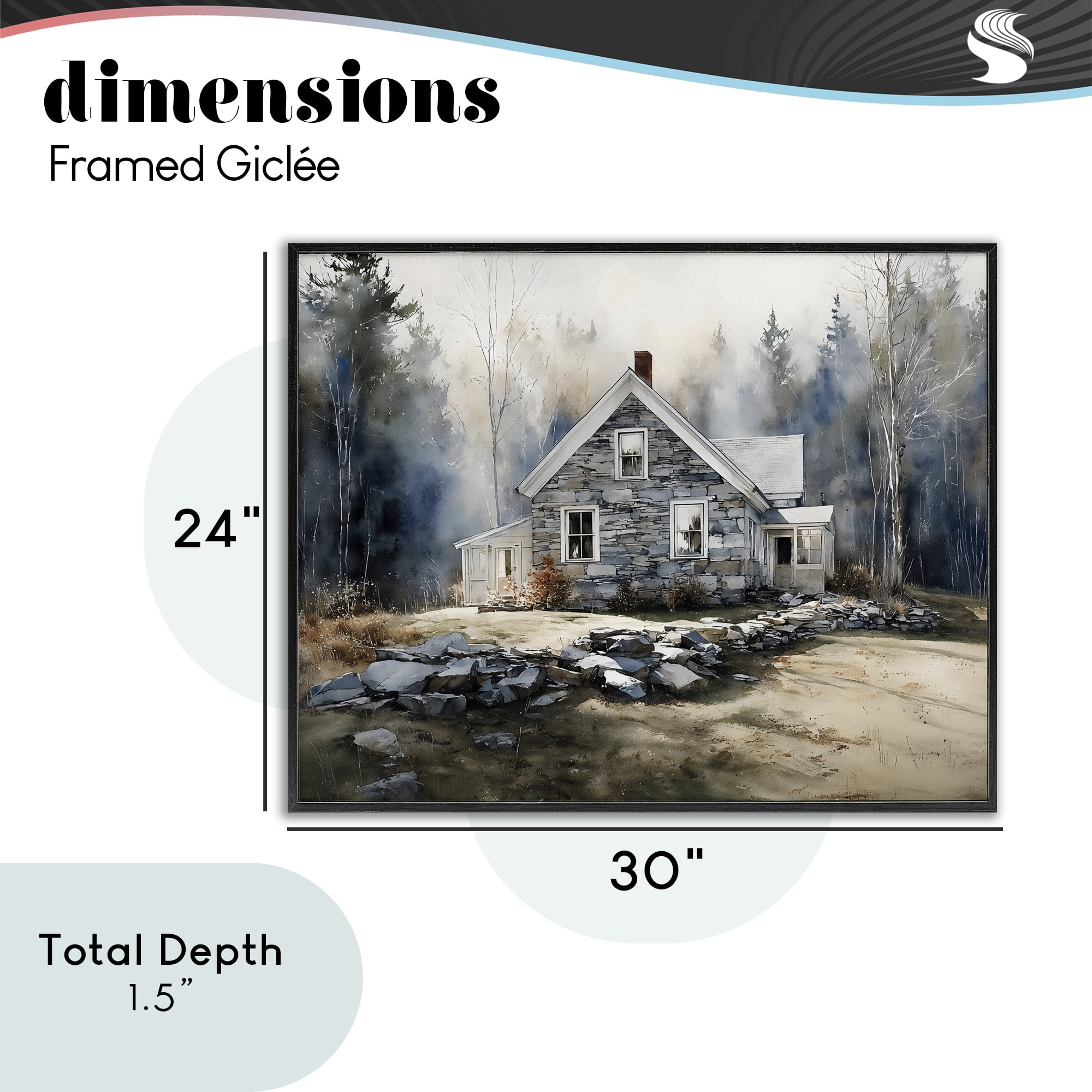 Stupell Industries Rustic Cottage Among the Trees Black Framed Giclee Art, design by Franklyn Gregory