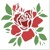 Rose Stencil Templates Large Flower Leaves Stencil Bloom Floral Pattern Reusable Square Plastic Painting Stencils Sign for Scrapbooking Card Making DIY Drawing Tool Home Decor 18x18cm DIY