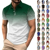 QATAINLAV Men's Summer Polos Shirts 2025 Fashion Color Block Stripe Tops Casual Button Up Lapel Short Sleeve Tee Outdoor Golf T-Shirt Blue XXL Gifts for Mom