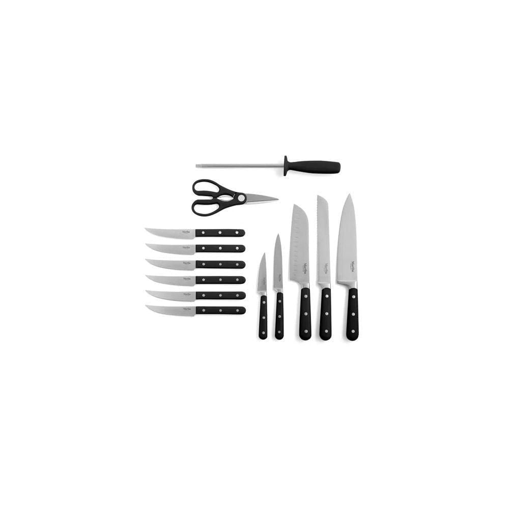 Martha Stewart Traverston 14 Piece Cutlery Set with Wood Block, Grey