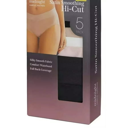 Carole Hochman Women's Midnight Satin Smoothing Hi-Cut 5-Pack, Multicolor Small