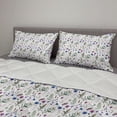 thumbnail image 2 of Thistle Comforter & Sham Bedding Set, Spring Theme Hand-Drawn Aquarelle Style Wildflowers Pattern on White Background, 3 pcs Duvet Set Microfiber Filling Quilt, 5 Sizes, Multicolor, by Ambesonne, 2 of 4