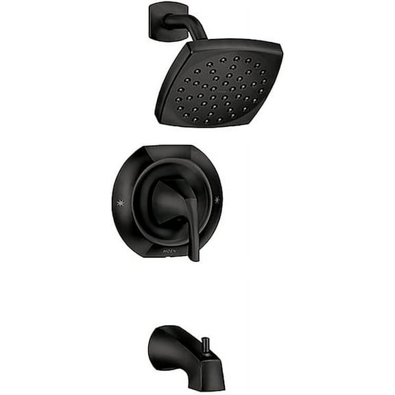 Moen Lindor Bathtub and Shower Faucet 82504BL - 1-Handle - Matte Black