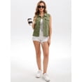 thumbnail image 7 of DARING DIVA Womens Denim Vest Button Down Jacket Sleeveless Jean Jacket M Army Green, 7 of 7