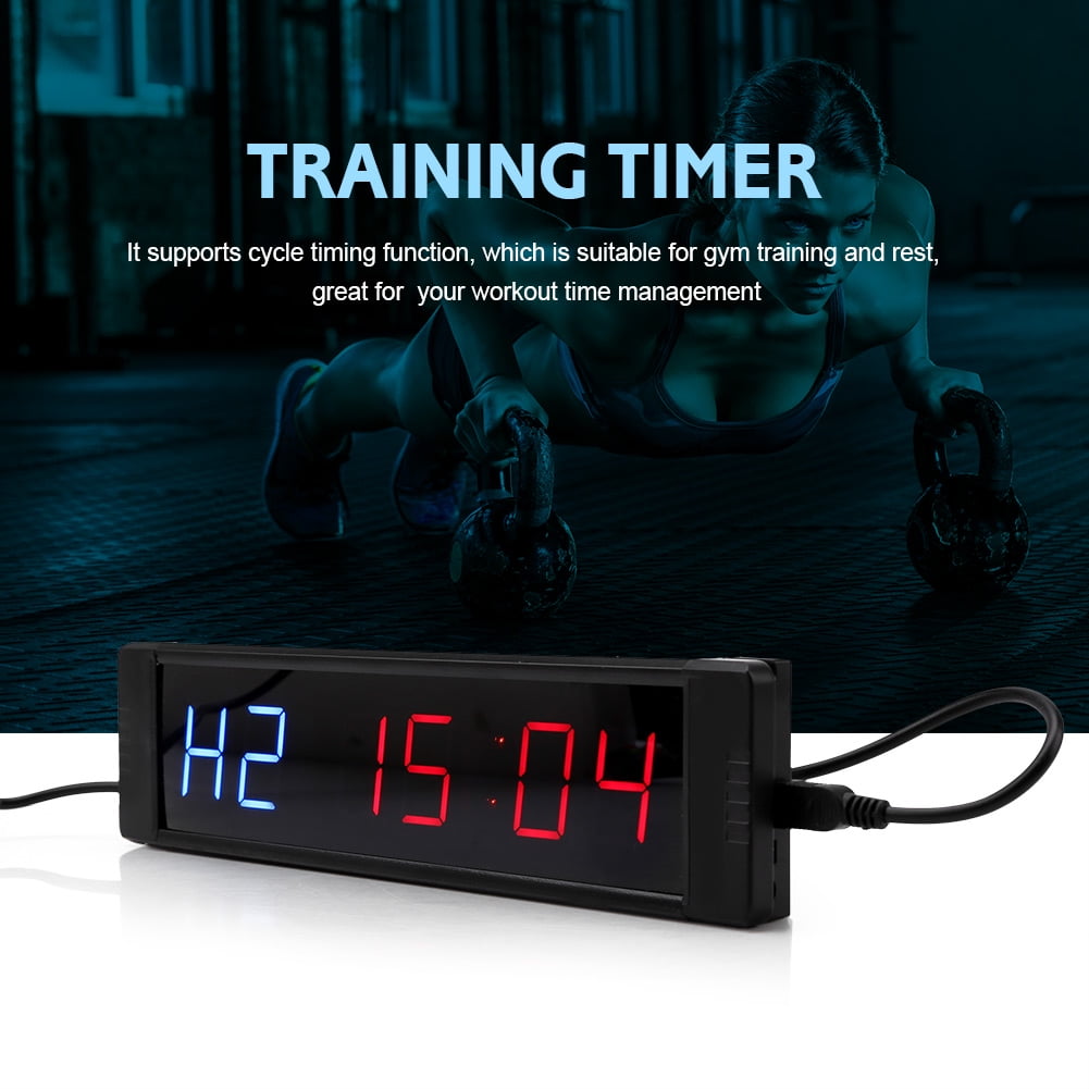Programmable LED Cycle Timing Countdown Training Clock Blue/ Red For Fitness Gym