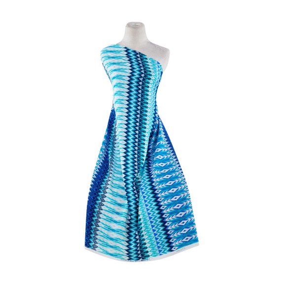 Zelouf Print On Challis  , Sewing, DIY, Crafts Fabric by the Yard, 441 Aqua/navy, 3 Yard