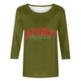 thumbnail image 4 of Pisexur Joyeux Noël T-Shirts pour Femmes Col Rond Manches 3/4 Mode Vacances Tee Tops Mode Ample Automne, 4 of 4
