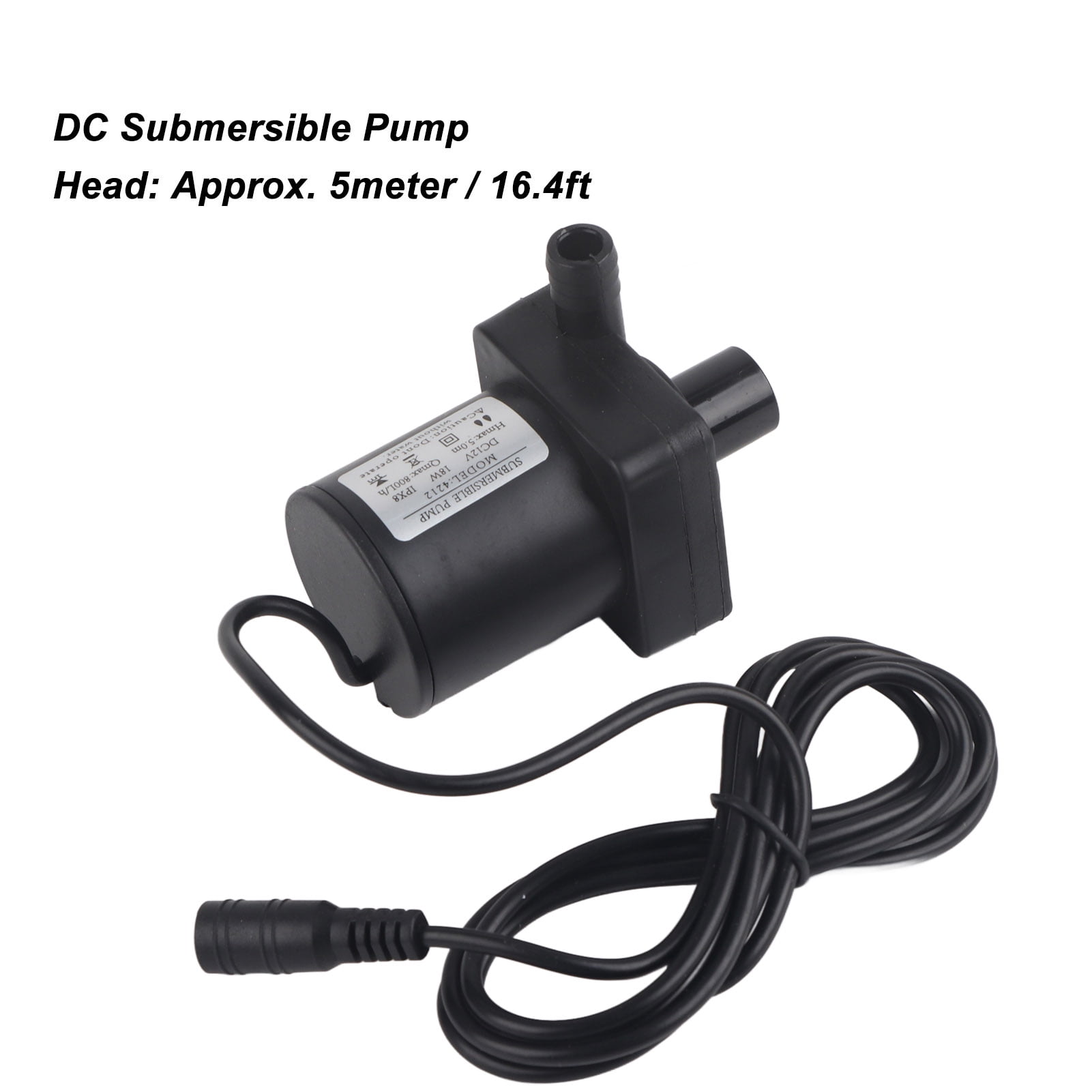 DC Submersible Pump Mini Silent Brushless Motor for Pools Pond Aquarium 12V 18W 800L/h