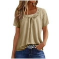 thumbnail image 1 of AherBiu Hauts à Manches Courtes pour Femmes Hauts d'Été Basiques Confortables T-Shirts Blouse Tuniques, 1 of 6