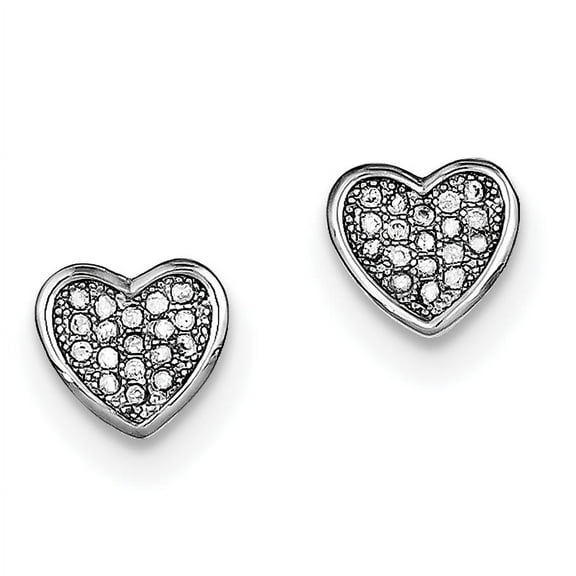 Primal Silver Sterling Silver Rhodium-plated Cubic Zirconia Pavé Heart Post Earrings