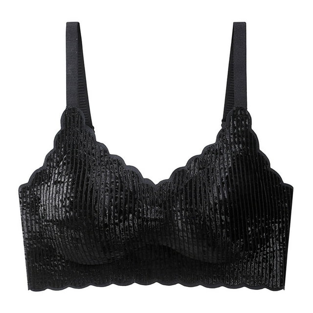 Birdeem Fashion Women Solid Color Golden Velvet Wavy Wireless Fixed Cup Gathering Daily Bra