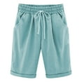 thumbnail image 3 of Swim Shorts Women Summer Plus Size High Waisted Lacing Beach Pocket Knee Length Bermuda Cargo Board Gym Light Blue Bottoms Sizes 6XL, 3 of 7