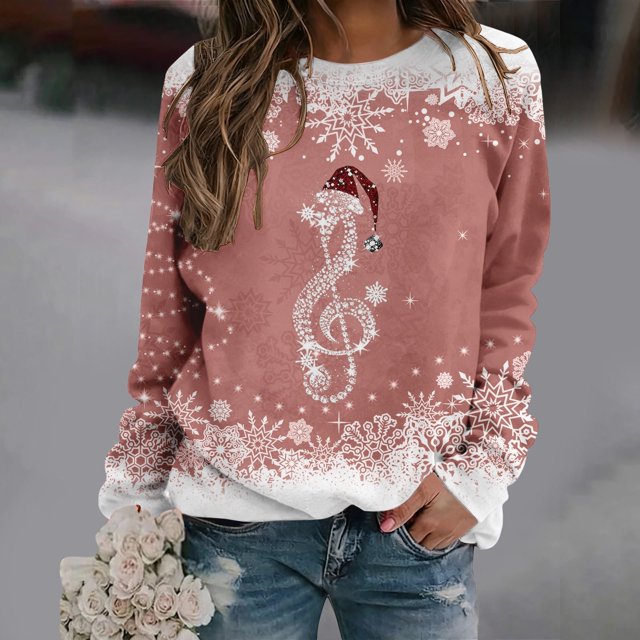 Chandails d'Automne d'Hiver Grande Taille pour Femmes Chandails de Noël pour Femmes Arbre de Noël Suéter Navideño Mujer Mignon Col Rond Chandails à Capuchon Amusants