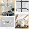 thumbnail image 6 of Black Sputnik Chandelier, Modern 4 Lights L31"Large Mid Century Long Ceiling Pendant Light Fixtures with Milk Glass Globe Shades for High Ceiling Living Dining Room Foyer Bedroom, 6 of 7