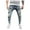 Blue, variant on WEAIXIMIUNG Gym Pants Men Zipper Leg Male Slim Fit Ripped Trousers Ripped Paint Jeans