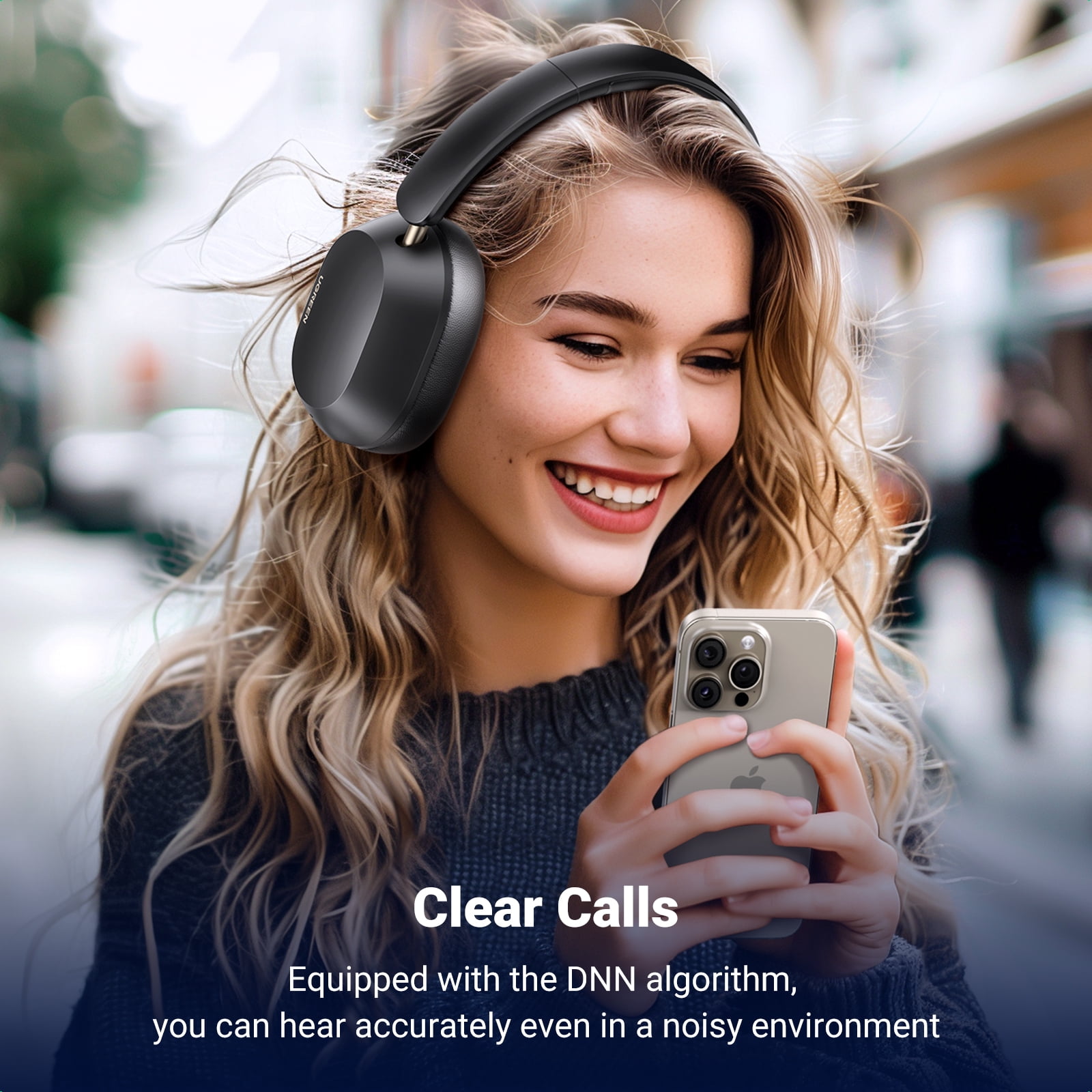 UGREEN Max5 C Noise Cancelling Over-Ear Headphones, Bluetooth 5.4, 75 Hours Playtime, Black