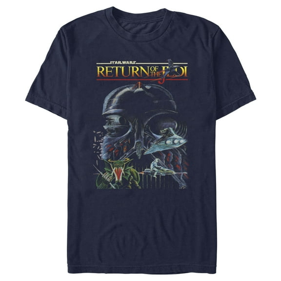 Men's Star Wars: Return of the Jedi Return of the Jedi Darth Vader Retro Poster Graphic Tee Navy Blue Large