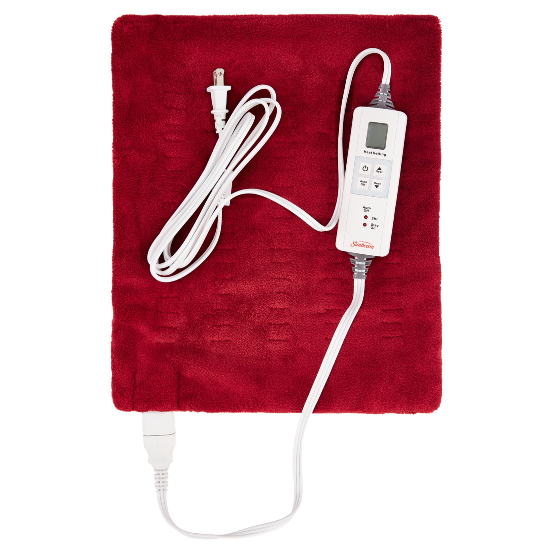 Sunbeam XpressHeat Heating Pad for Soothing Everyday Muscle Pain and Aches,  Garnet Red, 12 x 15 inches - Walmart.com