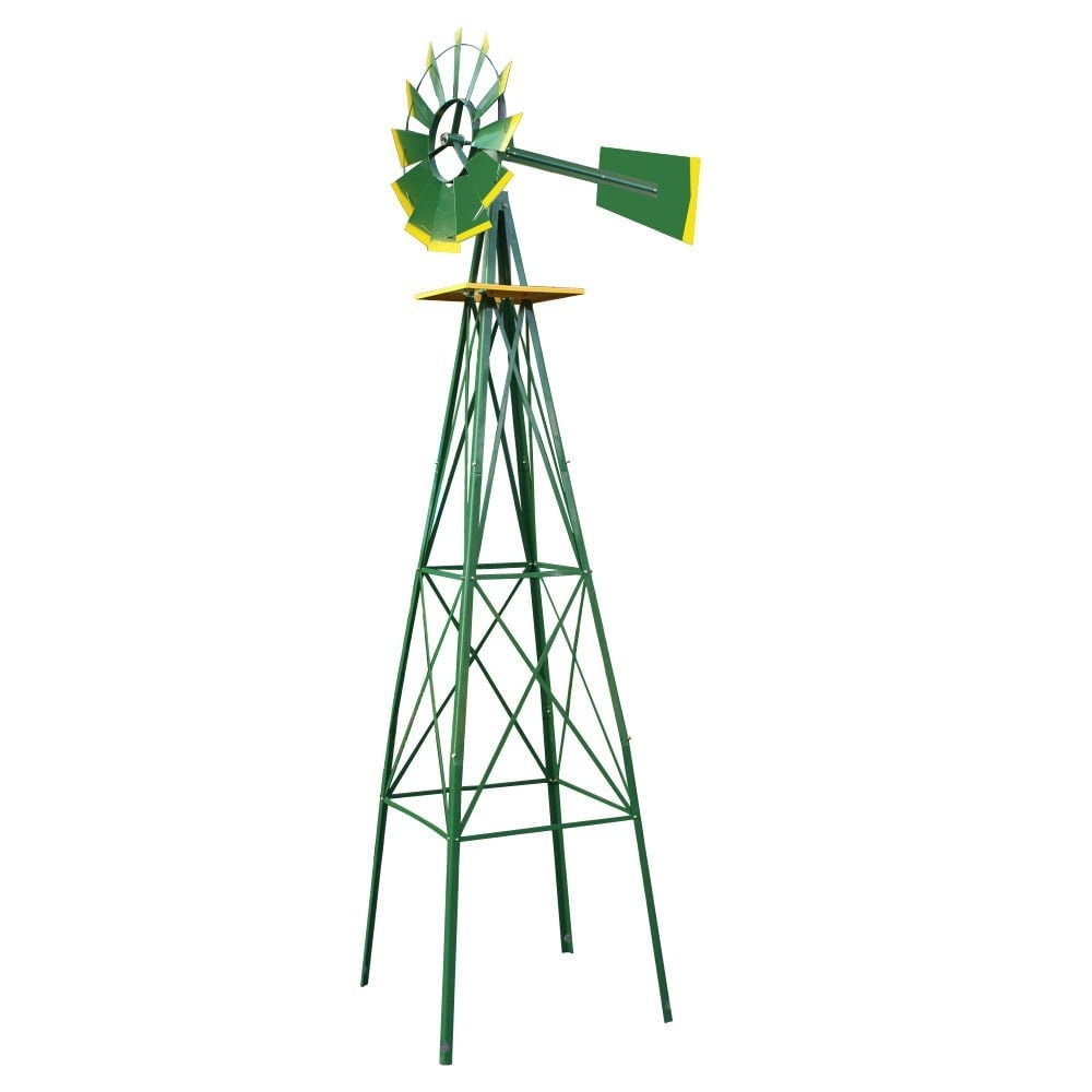 New 8FT Green Metal Windmill Yard Garden Decoration Weather Rust Resistant by MTN Gearsmith