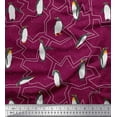 thumbnail image 1 of Soimoi Red Cotton Jersey Fabric Penguin Ocean Print Fabric by the Yard 58 Inch Wide, 1 of 3