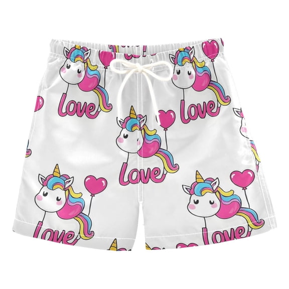 BZSMCE Beach Shorts Trunks Quick Dry Short Unicorn Love Balloon Pattern Of Printed