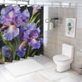 thumbnail image 7 of Pratyus Purple Flower Blue Printed Shower Curtain with Hooks, Chic Modern Bathroom Decor, Easy Care 100% Polyester Fiber 60x72, 7 of 7