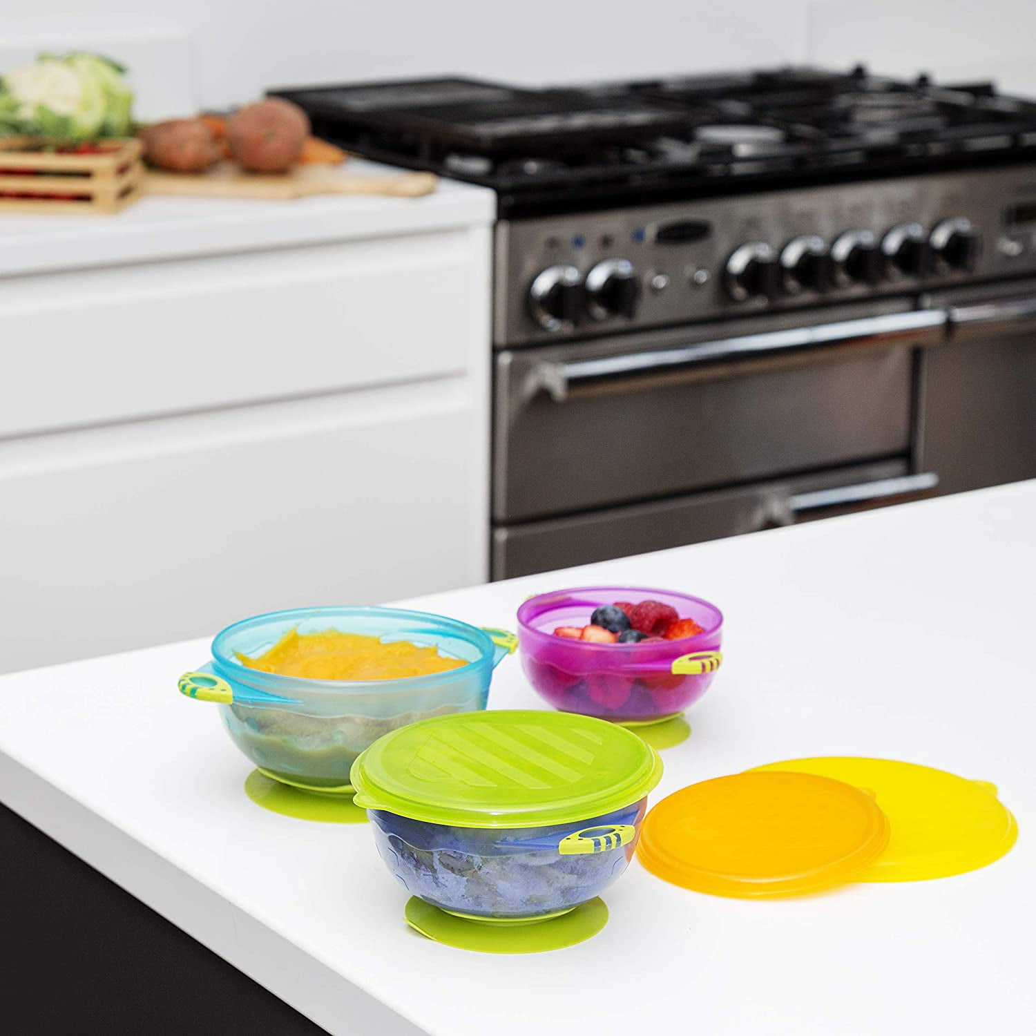 EVLA’s 9-Piece Silicone Toddler Plates and Bowls Set with Airtight Lids