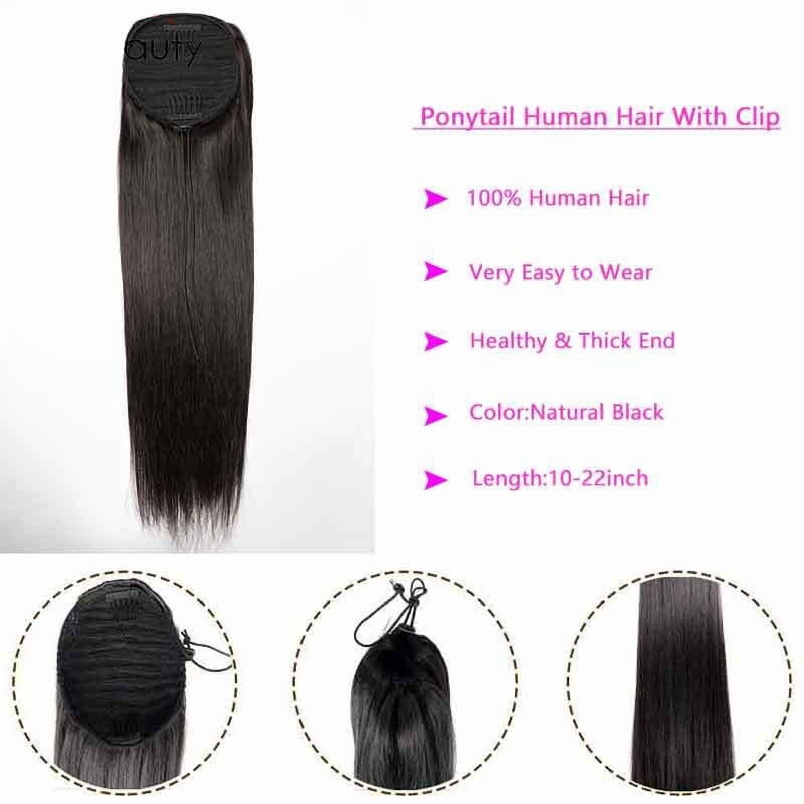 10-22" Straight Drawstring Ponytail Human Hair Ponytail Extensions Brazilian Remy Hair Clips In Straight Ponytail Hair Pieces for Black Women