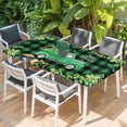 thumbnail image 2 of St. Patrick's Day Table Cloths for 3 Foot Rectangle Tables, Green Truck Lucky Shamrocks Farmhouse Check Patio Waterproof Elastic Fitted Tablecloths, Washable Rectangular Table Cover for Camping, 2 of 8