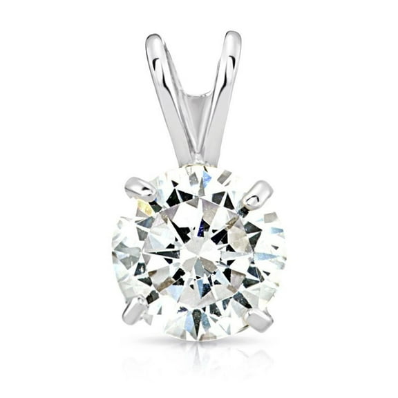 Tilo Jewelry 14K White Gold .50 Carat Solitaire Round Brilliant CZ Pendant Charm | 5mm | Classic Everyday Pendant for Women & Unisex Necklace