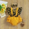 thumbnail image 2 of Otqutp Party Romper for Toddler Baby Girls 1 Piece Sunflower Print Baby Climbing Fly Sleeve Cute Baby Romper With Headbands, 2 of 9
