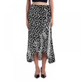 thumbnail image 3 of Women's Floral Printing Long Skirts High Waisted Ruffle Hem Split Wrap Skirt Office Lady Casual Maxi Skirt, Black S-2XL, 3 of 9