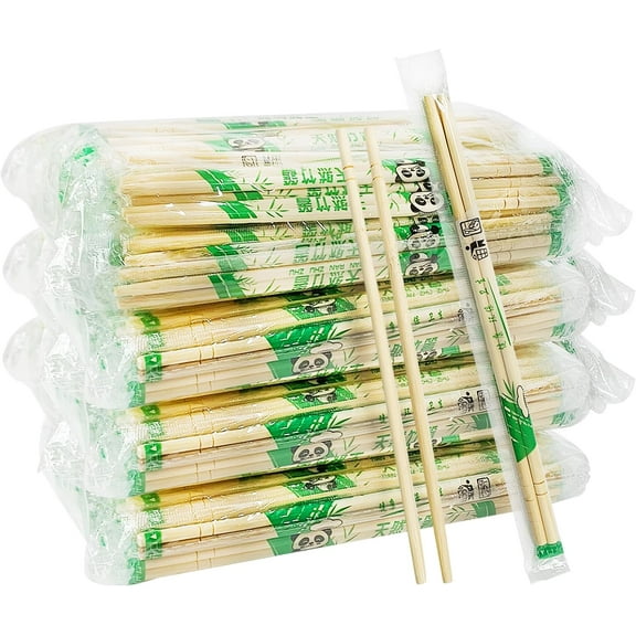 400 Pairs 8 Inch Disposable Chopsticks, Separated Sleeved Individually Wrapped Disposable Bamboo Chopsticks, Bamboo Wooden for Noodles, Sushi, Asian Food