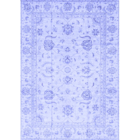 Ahgly Company Machine Washable Indoor Rectangle Oriental Blue Traditional Area Rugs, 6' x 9'