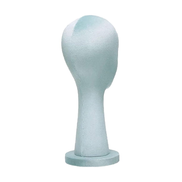 Soporte para sombreros con cabeza de maniquí, multiusos, para guardar sombreros y pelucas. Azul crema