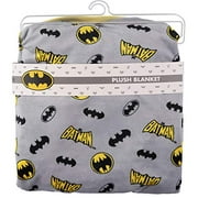 DC Comics Batman Unisex Childrens' Soft Baby Plush Blanket (Grey/Black/Yellow, 0-12 Months)