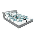 thumbnail image 2 of Ambesonne Fish Fitted Sheet & Pillow Sham Set, Sea Animals on Tree Theme, Full, Blue and Black, 2 of 2