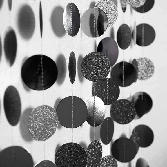 Cheerland Polka Dots Garland Kit, Glitter Charcoal Grey Black, 52 ft